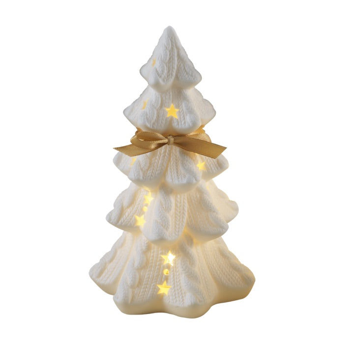 MASCAGNI CASA Abete Albero di Natale con LED 25cm Porcellana Decorazione Natalizia