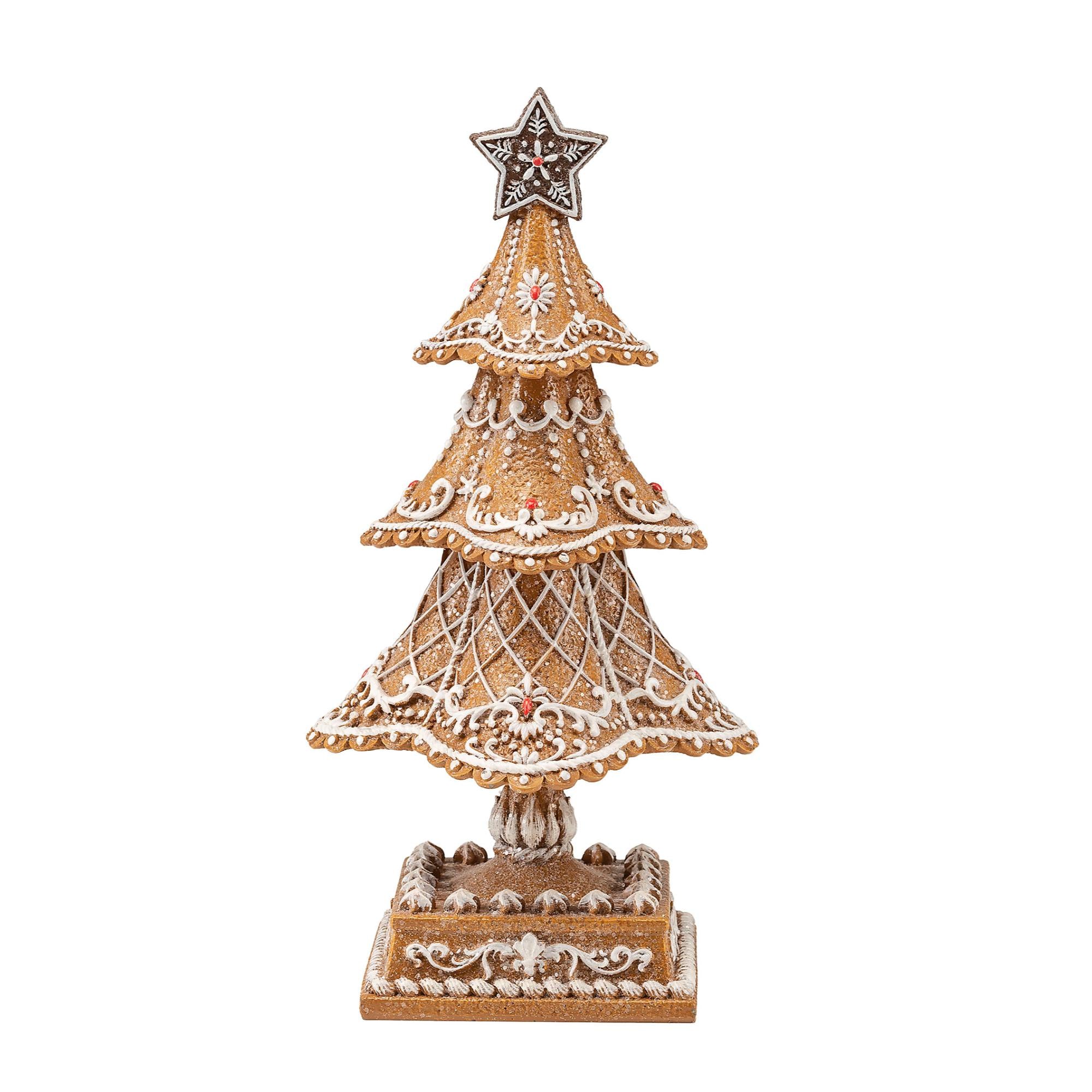 PALAIS ROYAL Abete Albero di Natale Pan di Zenzero 25cm Resina Decorazione Natalizia