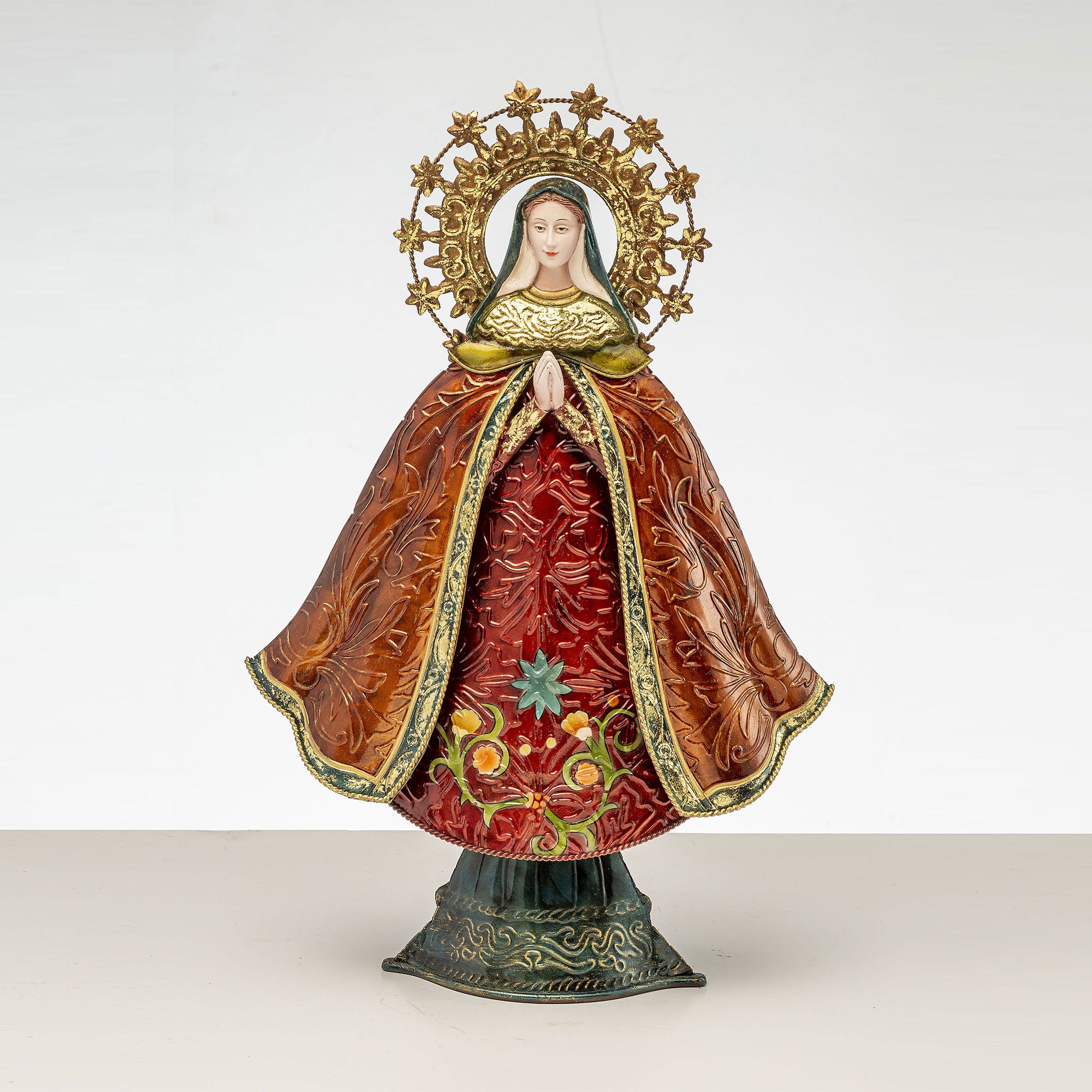 NOEL by Lamart Madonna che Prega in Metallo 45cm Rosso Oro Decorazione di Natale