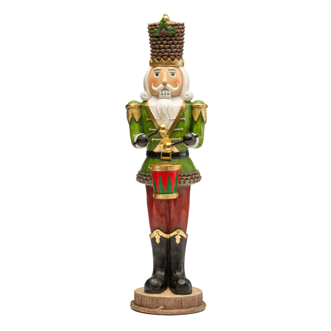 NOEL by Lamart Soldatino Schiaccianoci di Natale con Tamburo 41,5cm Verde Legno Decorazione di Natale