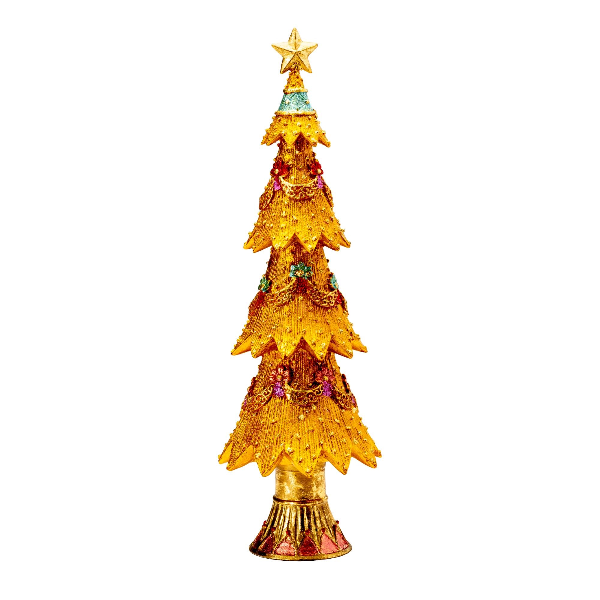 PALAIS ROYAL Abete Albero di Natale 33cm Resina Oro Decorazione Natalizia