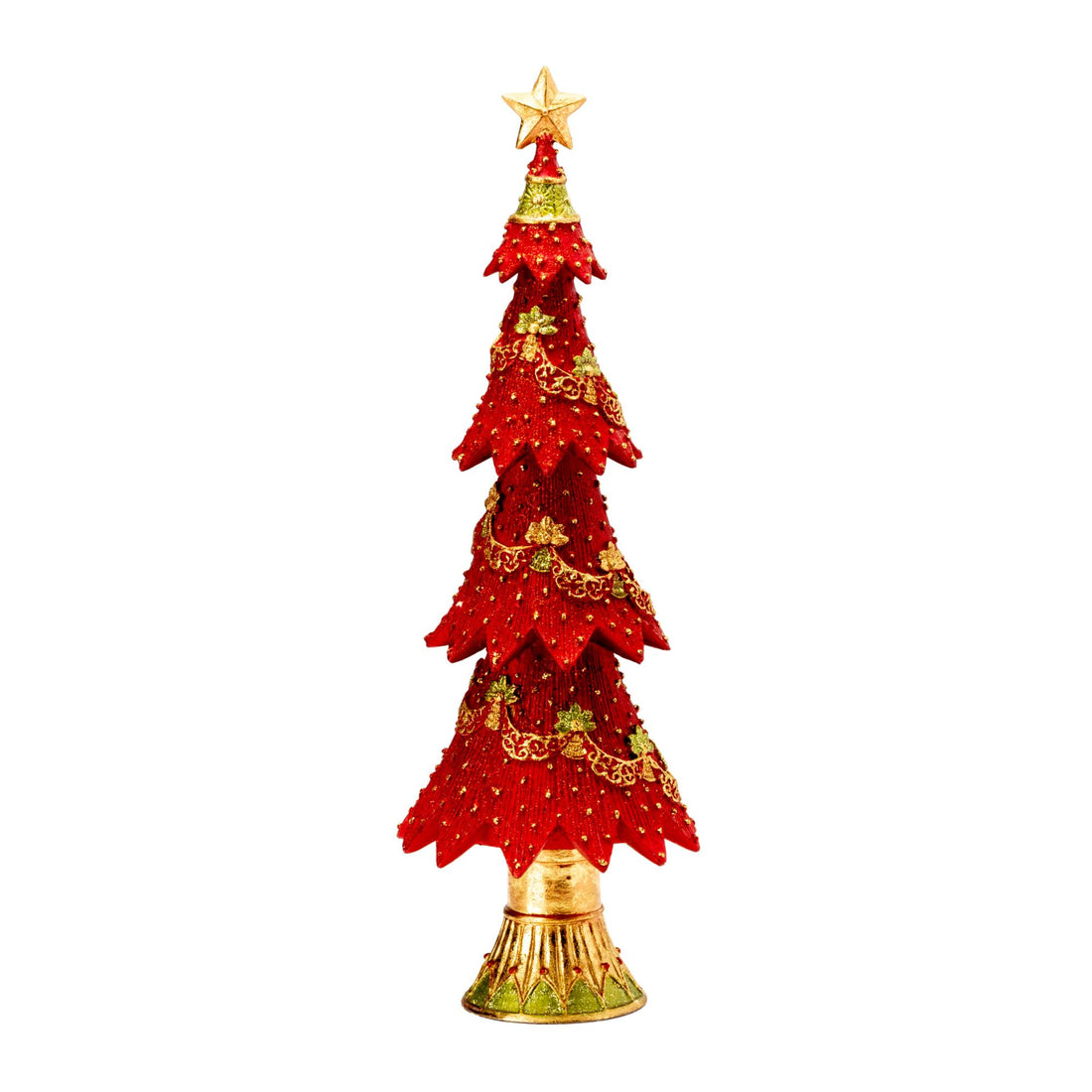 PALAIS ROYAL Abete Albero di Natale 33cm Resina Rosso Decorazione Natalizia