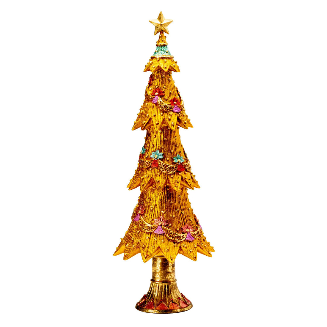 PALAIS ROYAL Abete Albero di Natale 43cm Resina Oro Decorazione Natalizia