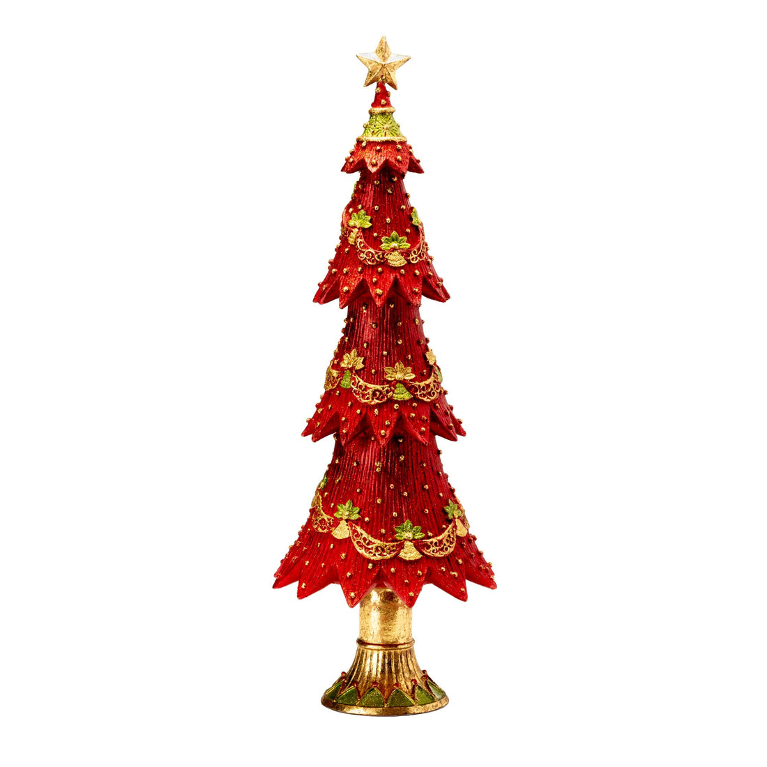 PALAIS ROYAL Abete Albero di Natale 43cm Resina Rosso Decorazione Natalizia