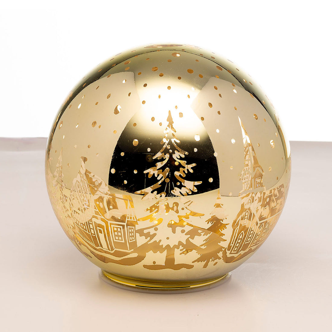 NOEL by Lamart Sfera Natalizia Luminosa con LED 14,5cm Oro Vetro Decorazione Natalizia