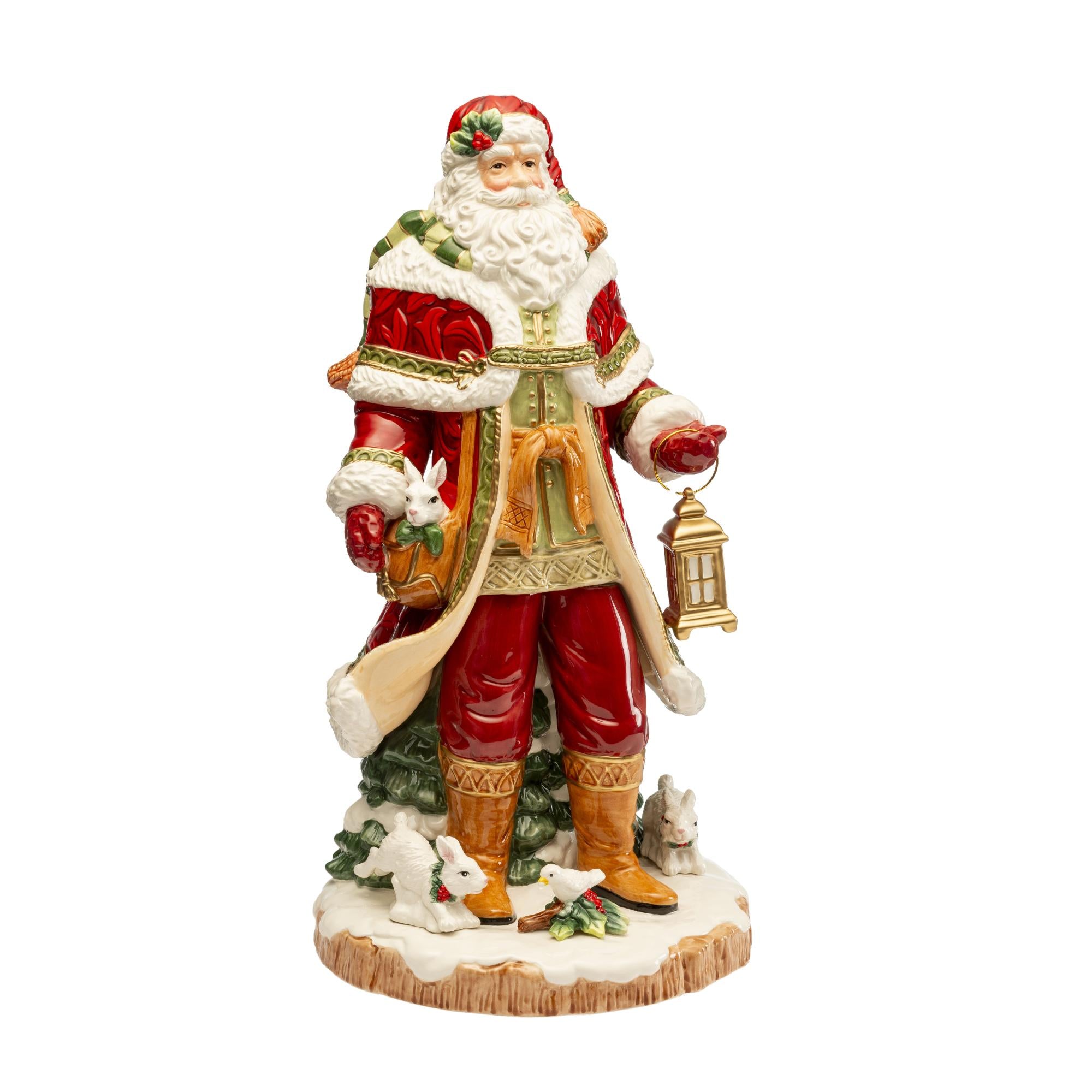 FITZ &amp; FLOYD Figura Statuina Babbo Natale 50cm Rosso Porcellana Decorazione di Natale