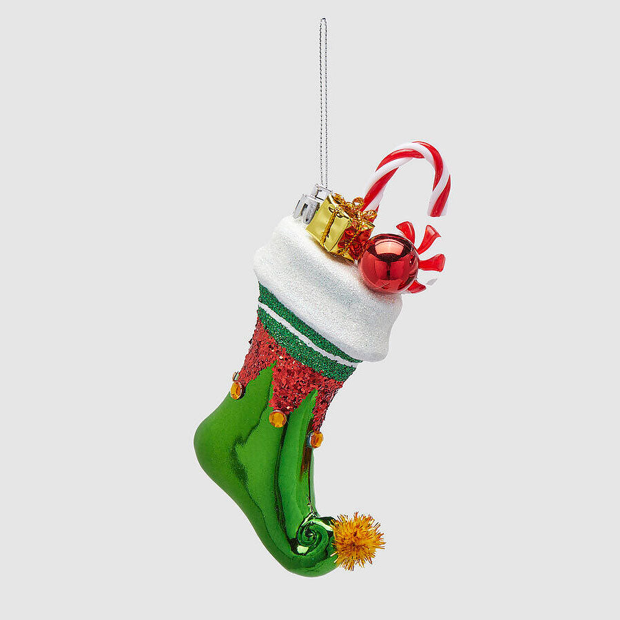 EDG Enzo De Gasperi Pendaglio per Albero di Natale Calza con Doni 14cm Verde Addobbi di Natale