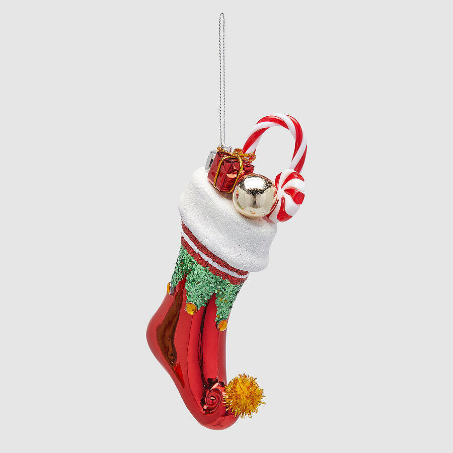 EDG Enzo De Gasperi Pendaglio per Albero di Natale Calza con Doni 14cm Rosso Addobbi di Natale