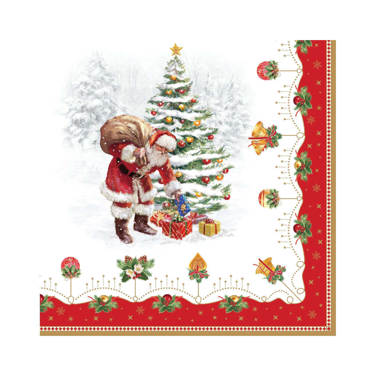 EASY LIFE Nostaligc Christmas Time Set 20 Tovaglioli di Carta 33x33cm Tavola di Natale