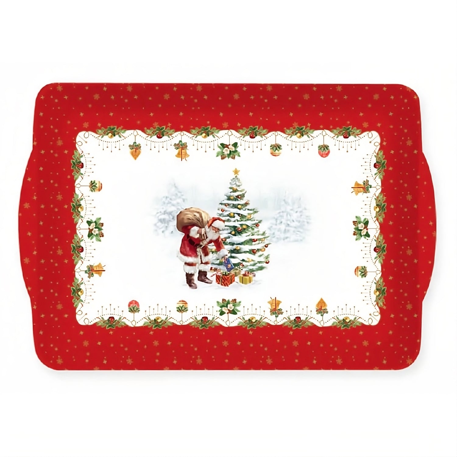 EASY LIFE Nostaligc Christmas Vassoio in Melamina 33x22cm Rosso Tavola di Natale