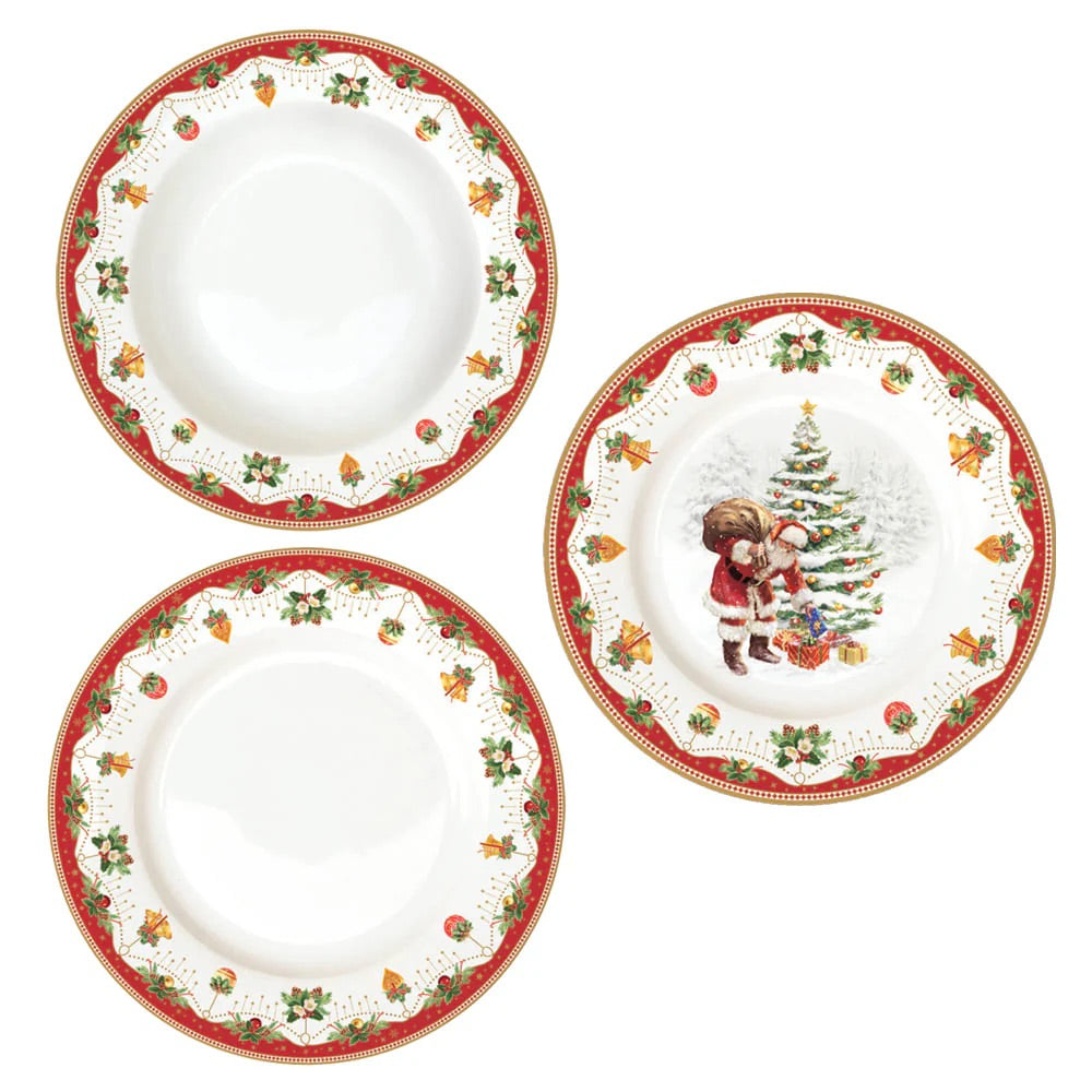 EASY LIFE Nostaligc Christmas Servizio Tavola Piatti Set 18 Pezzi Porcellana Tavola di Natale