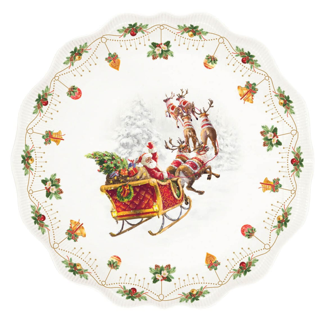 EASY LIFE Nostaligc Christmas Vassoio Tondo 32cm Porcellana Tavola di Natale