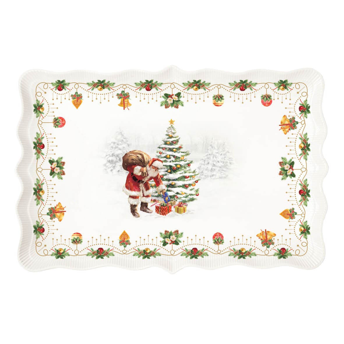 EASY LIFE Nostaligc Christmas Vassoio Rettangolare 35x23,5cm Porcellana Tavola di Natale