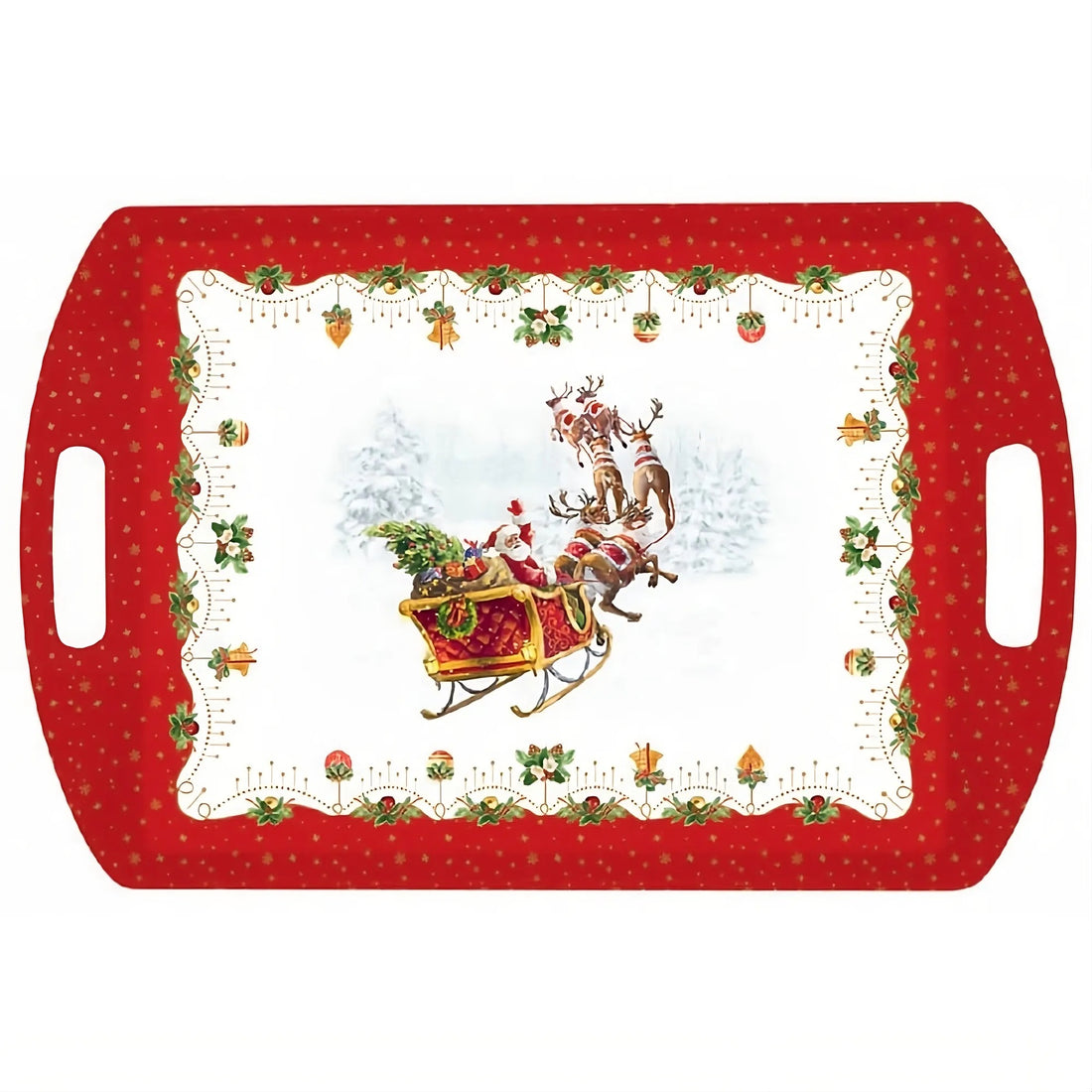 EASY LIFE Nostaligc Christmas Vassoio Rettangolare con Manici 52x35cm Melamina Tavola di Natale