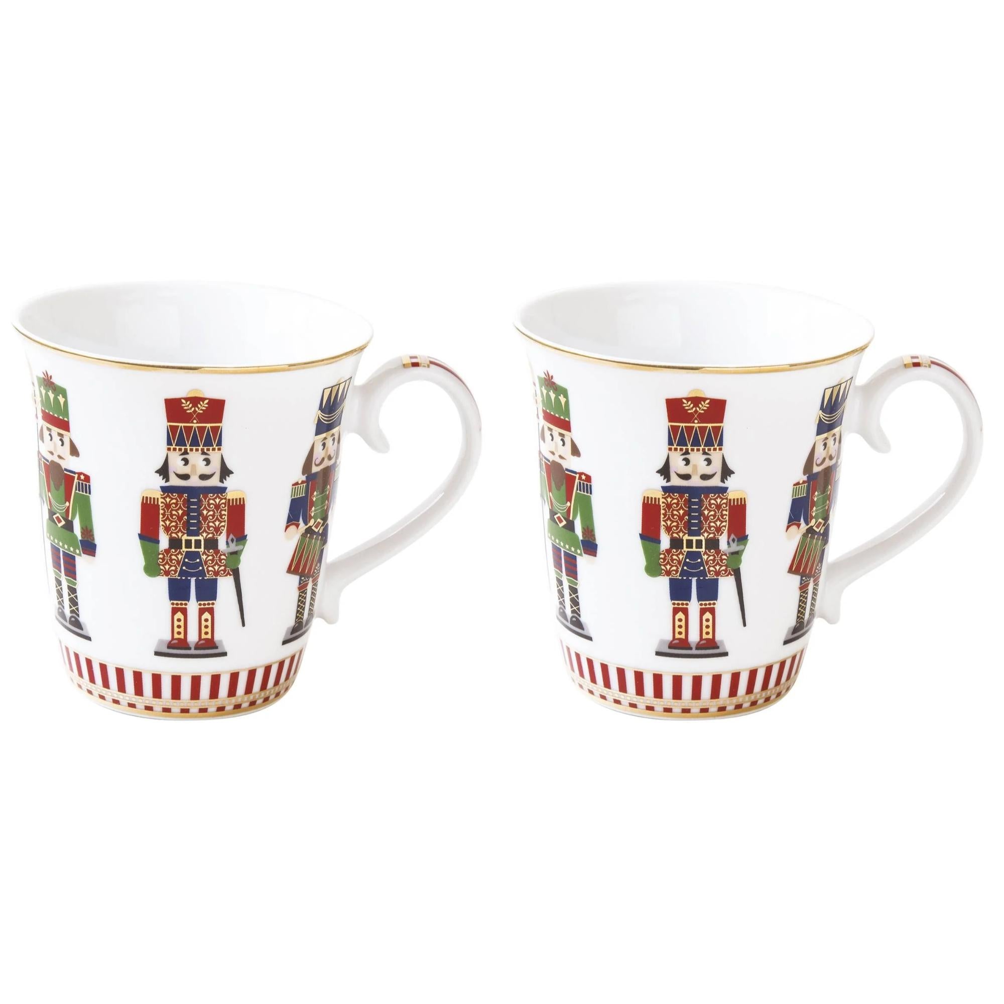 EASY LIFE Nutcracker Set 2 Tazze Mug 275ml Porcellana Tavola di Natale