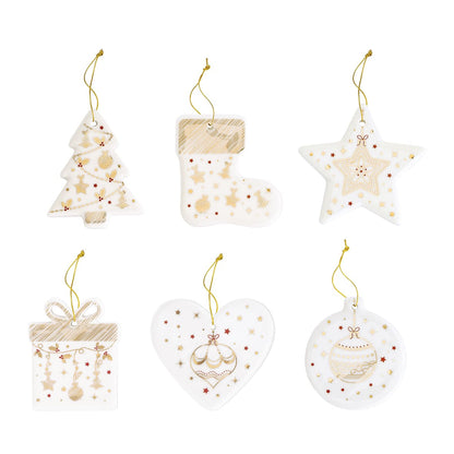 EASY LIFE Christmas Lights Set di 6 Pendagli Natalizi 7cm Porcellana Addobbi di Natale