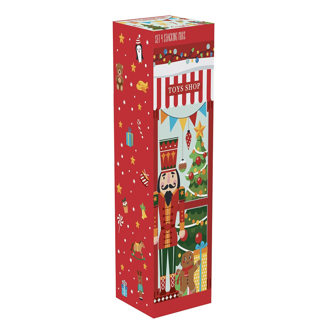 EASY LIFE Christmas Friends Set 4 Tazze Impilabili 275ml Porcellana Tavola di Natale