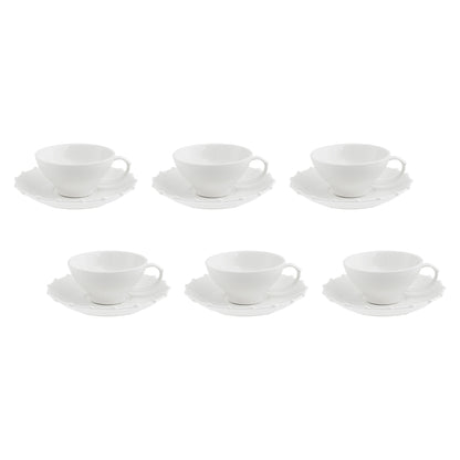 LA PORCELLANA BIANCA Romeo Tazza Tè con Piattino Set 6 Pezzi 180ml Bianco Porcellana