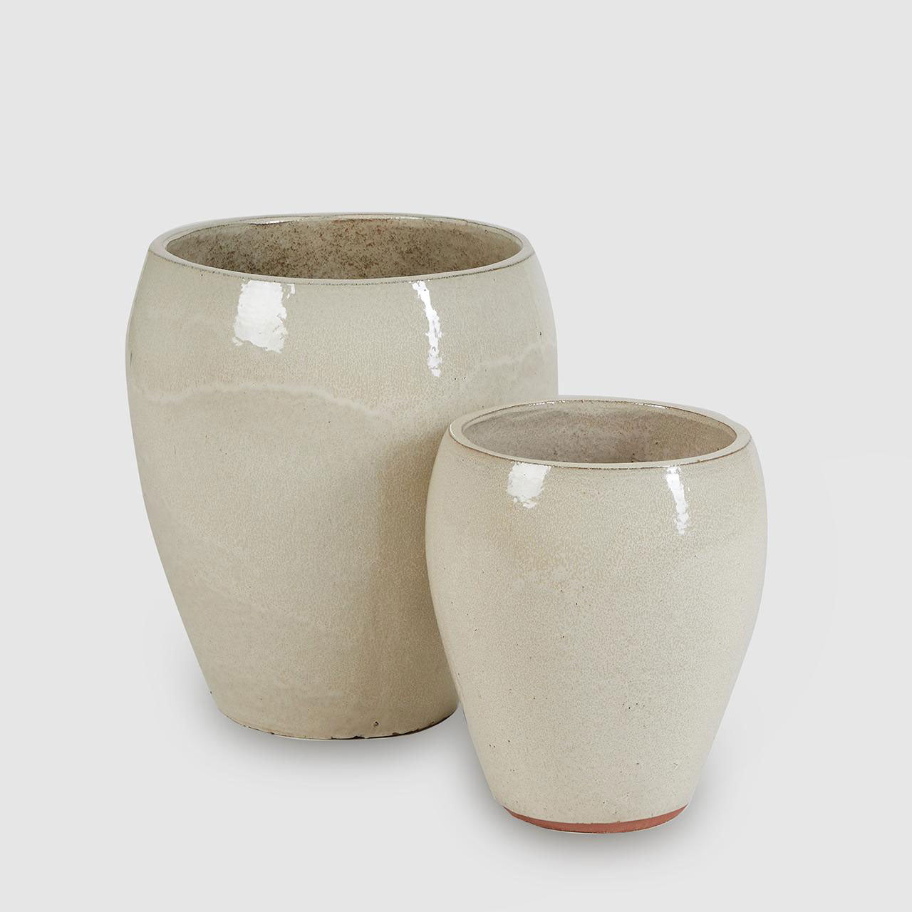 EDG Enzo De Gasperi Vaso Porta Piante Glaze in Ceramica Grande 42x37cm Avorio