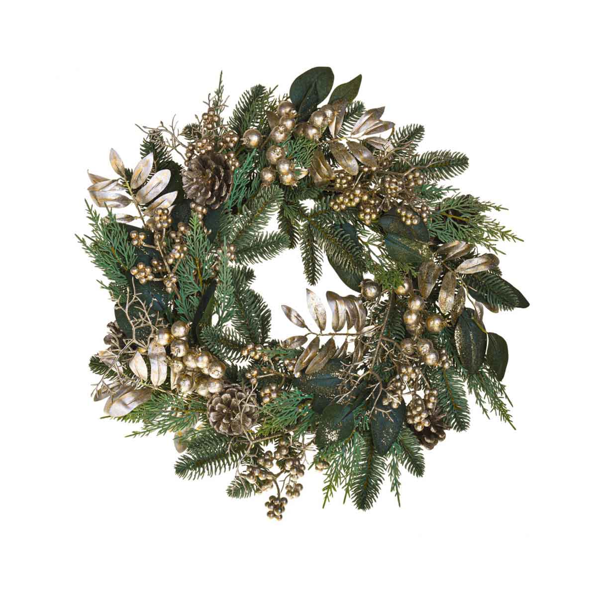 BIANCHI DINO Wreath Garland Berries Gold 50cm Christmas Decoration