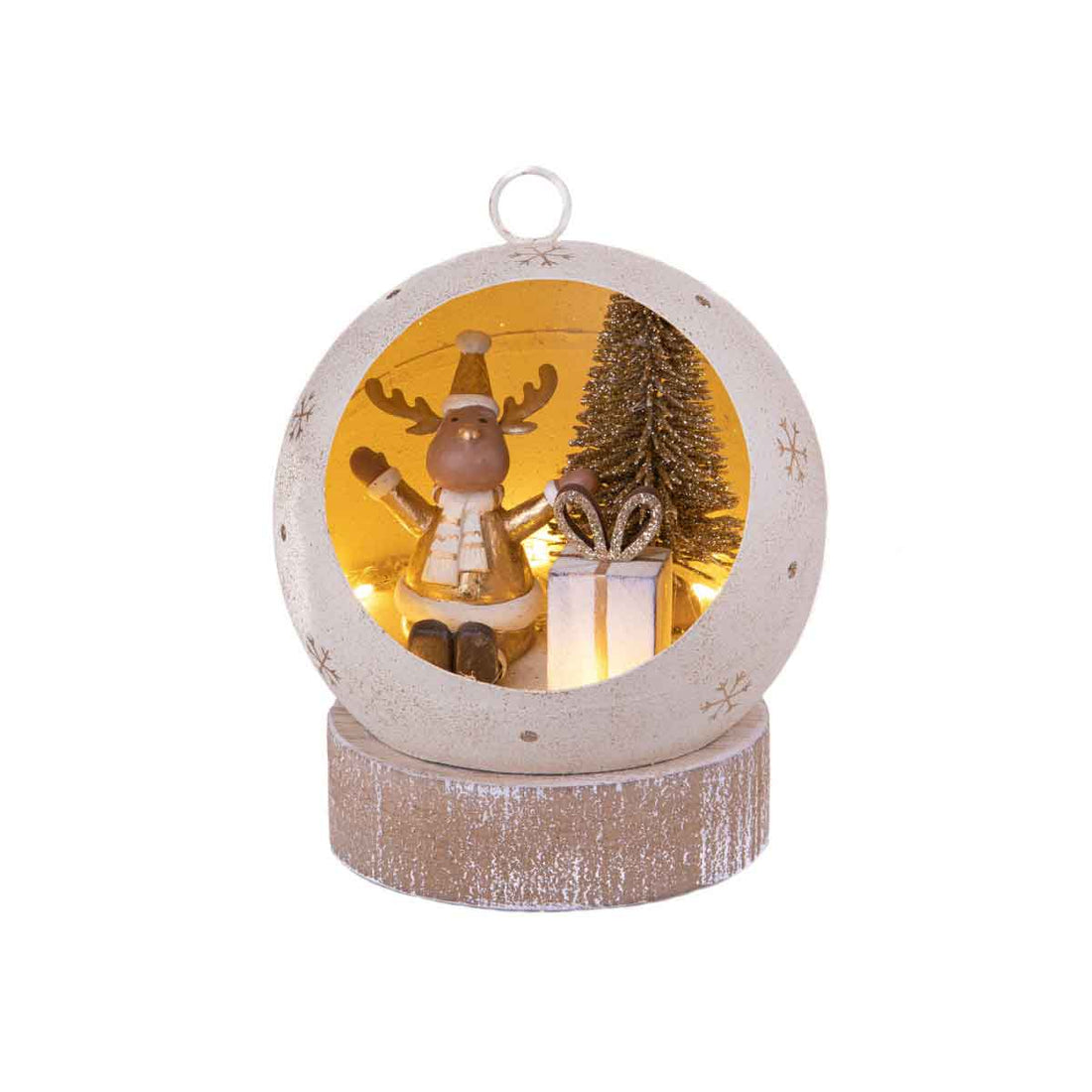 BIANCHI DINO Reindeer Sphere Metal Christmas Decoration 11cm LED Christmas