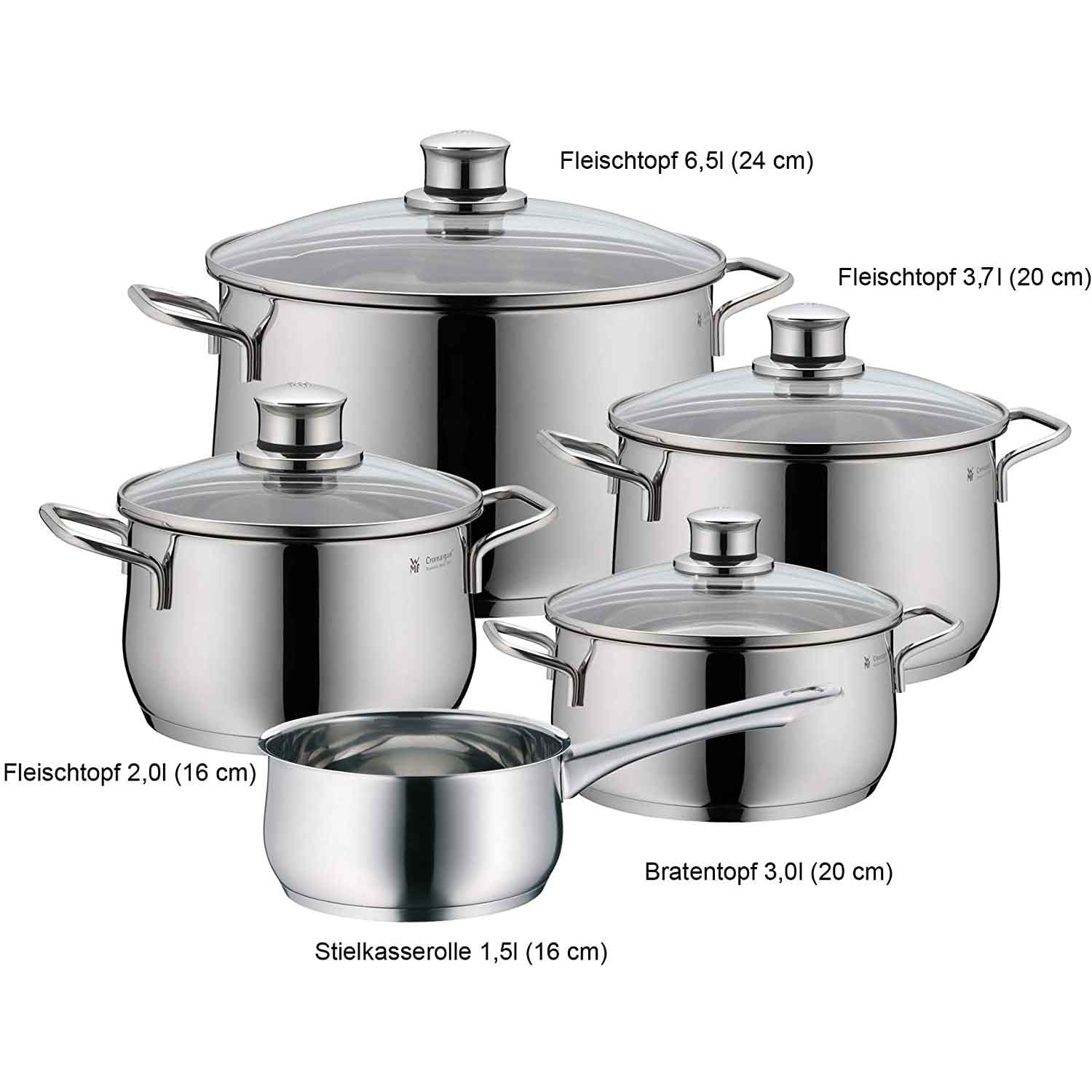 WMF Diadem Plus Set Batteria Pentole 5 Pezzi Acciaio Inox Induzione