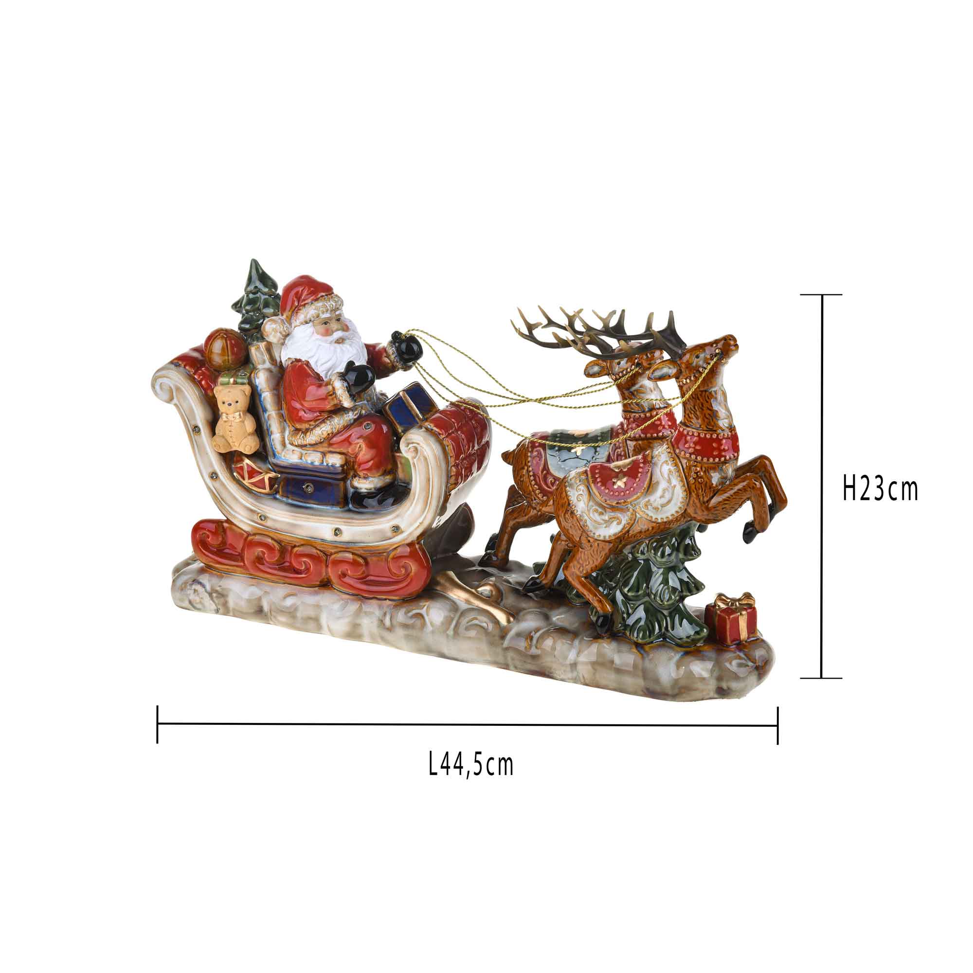 BIANCHI DINO Santa Claus with Sleigh Christmas Decoration 45cm Porcelain