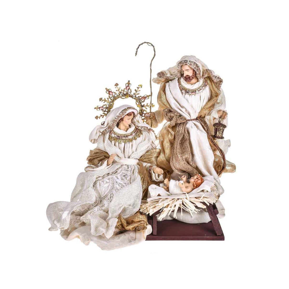 BIANCHI DINO Nativity on Nativity Base Christmas Decoration 36cm Fabric