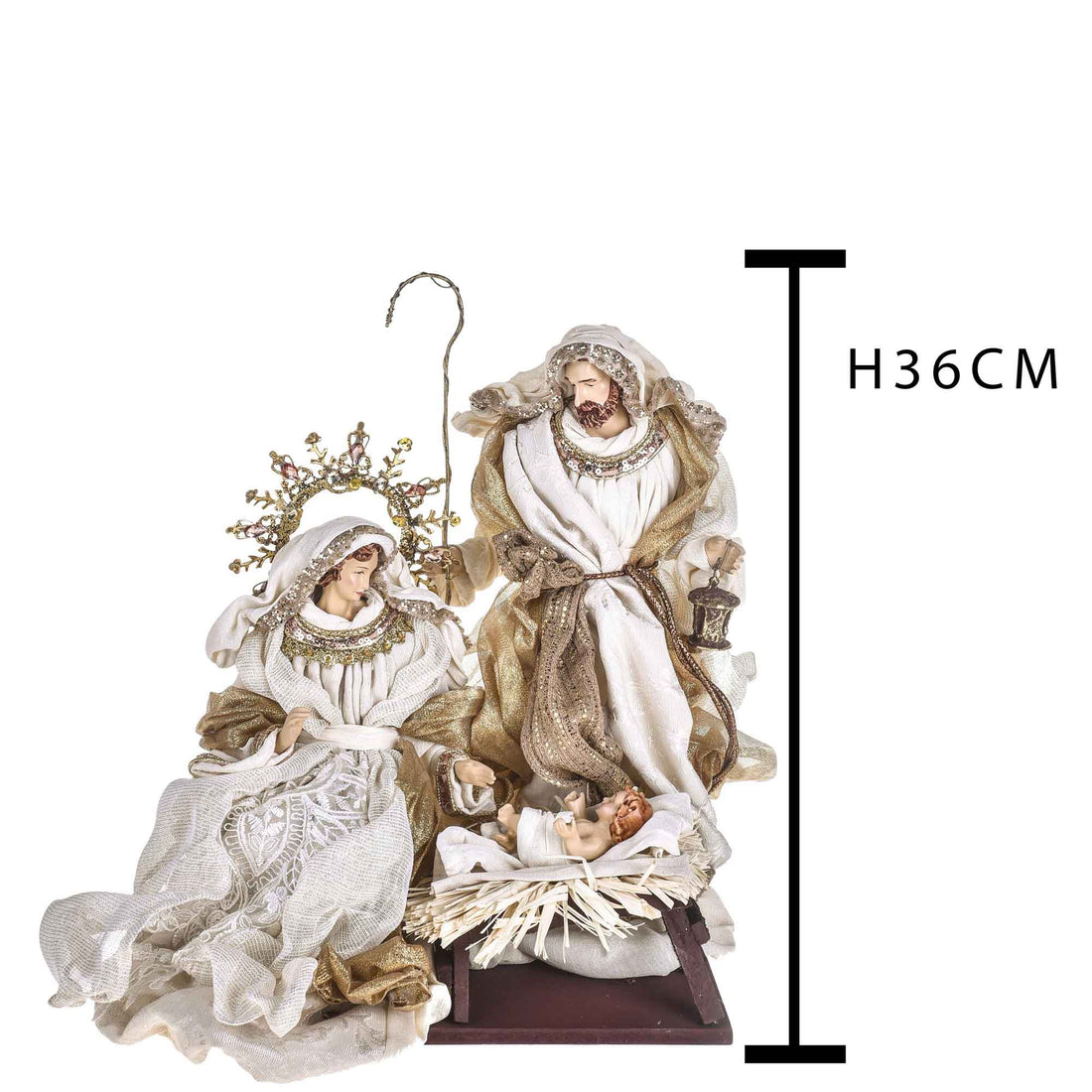 BIANCHI DINO Nativity on Nativity Base Christmas Decoration 36cm Fabric