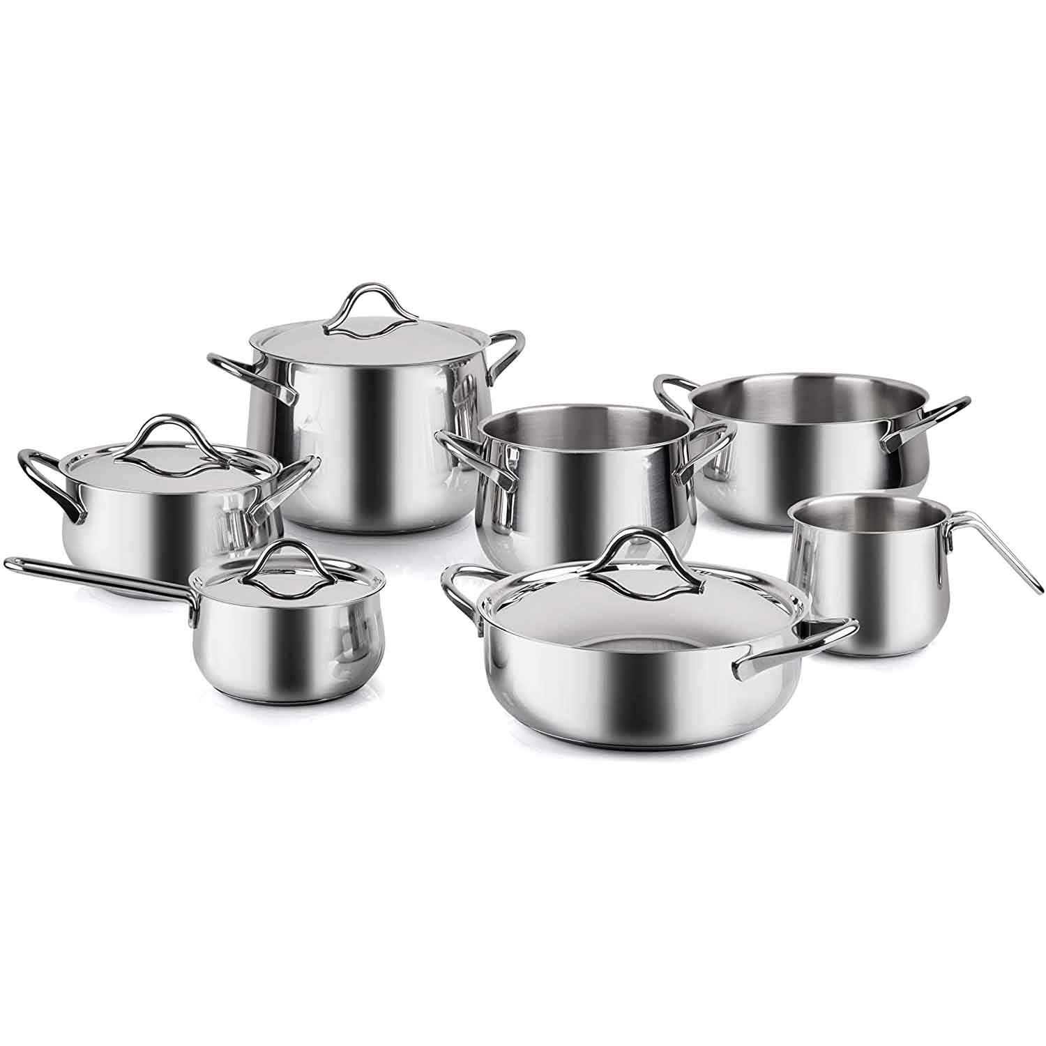 BARAZZONI Italian Flavor Battery Cookware 11 Pieces Stainless Steel Made in Italy