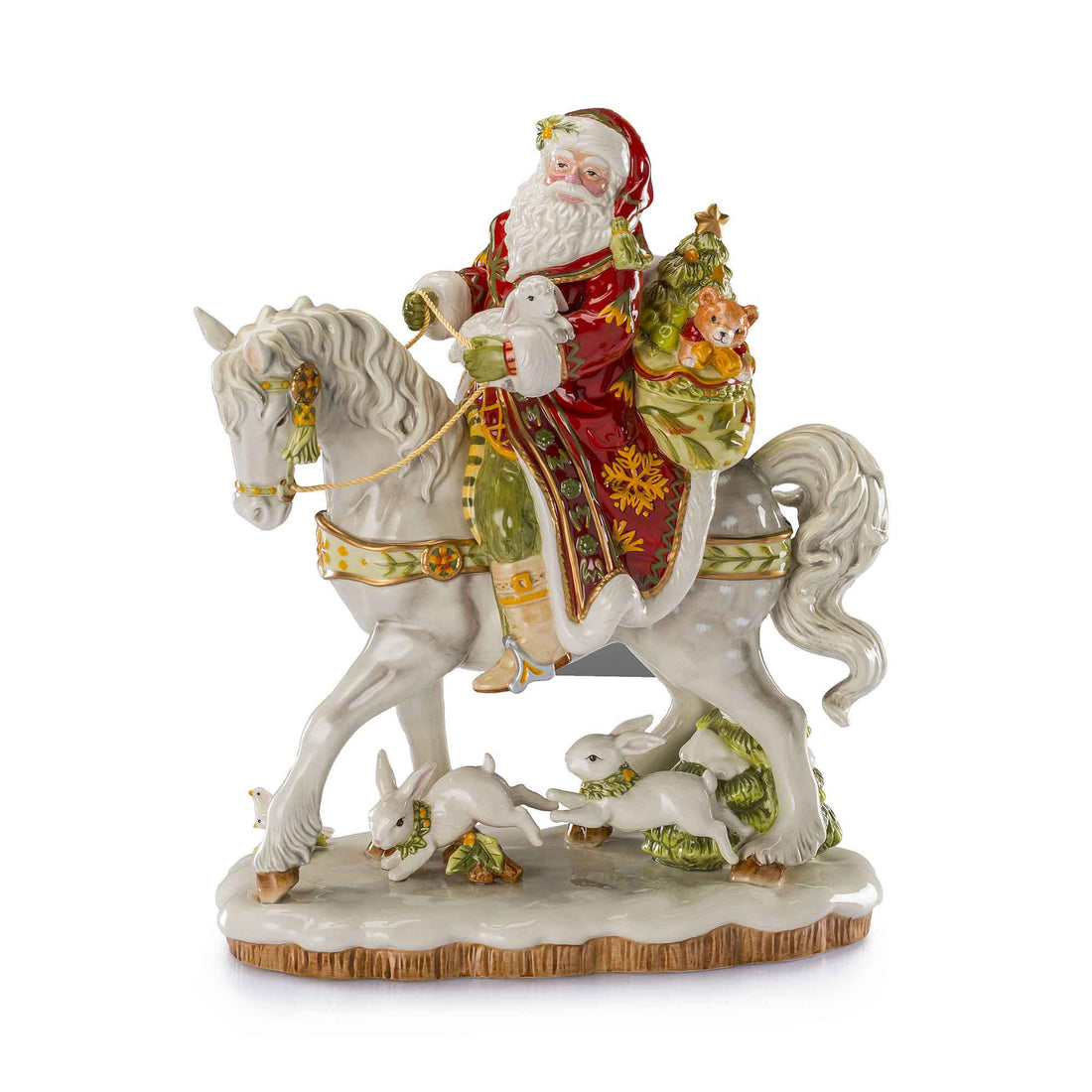 FITZ &amp;amp; FLOYD Statue Figure Santa Claus on Horse Decoration 42cm Porcelain