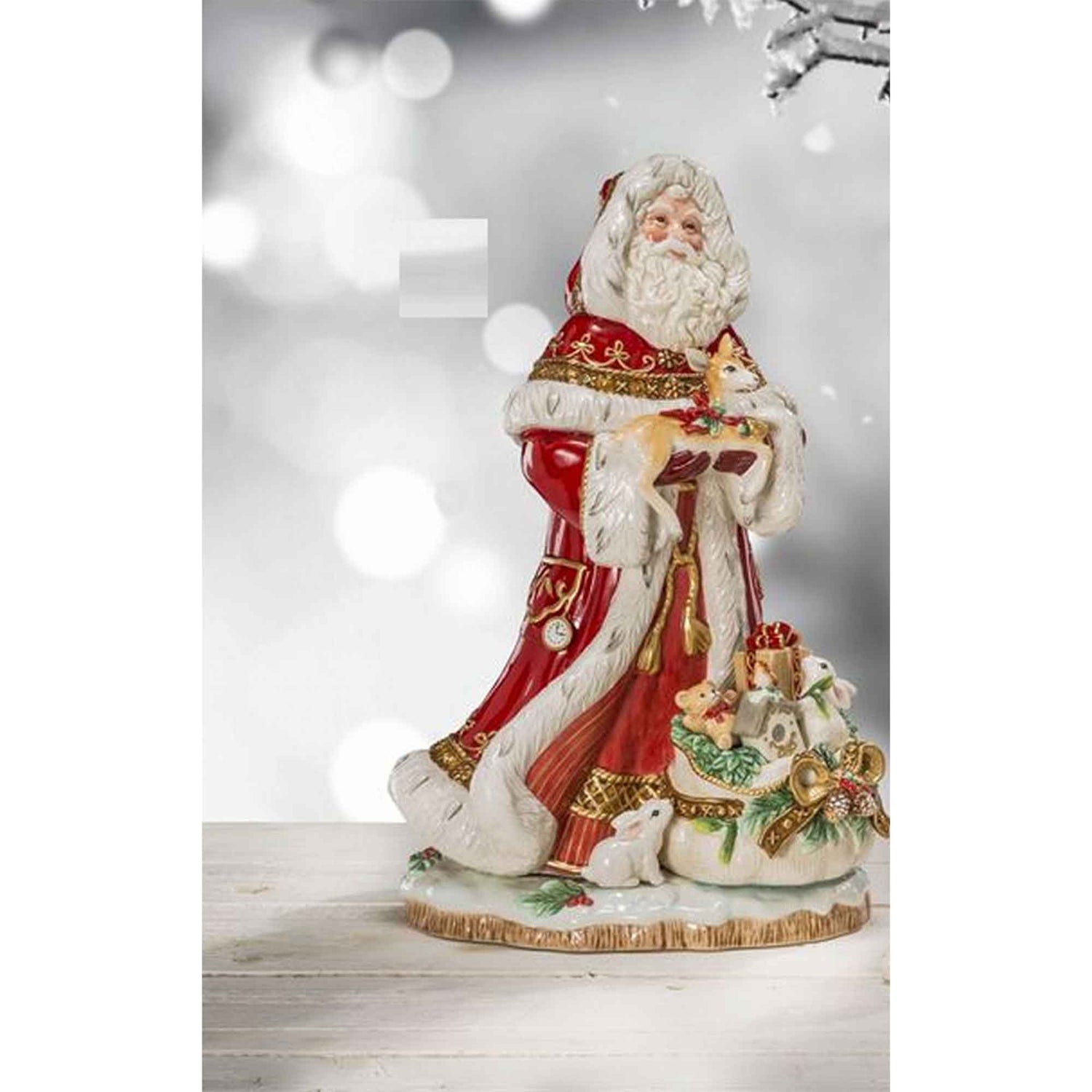 FITZ &amp; FLOYD Figura Statua Babbo Natale Decorazione 49cm Porcellana