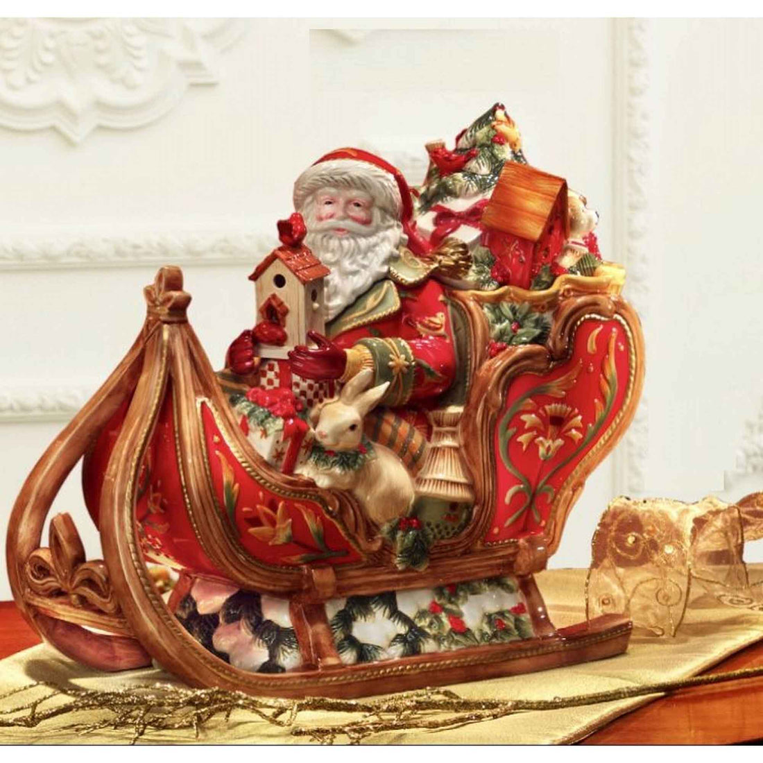 FITZ &amp;amp; FLOYD Box Figure Santa Claus on Sleigh 34x36cm Porcelain