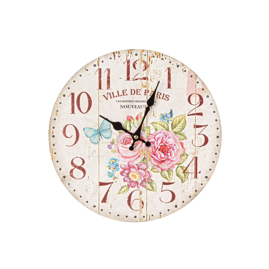 BIZZOTTO Flower Shabby Chic Wall Clock 34cm