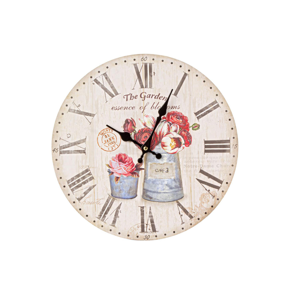 BIZZOTTO Flower Shabby Chic Wall Clock 34cm