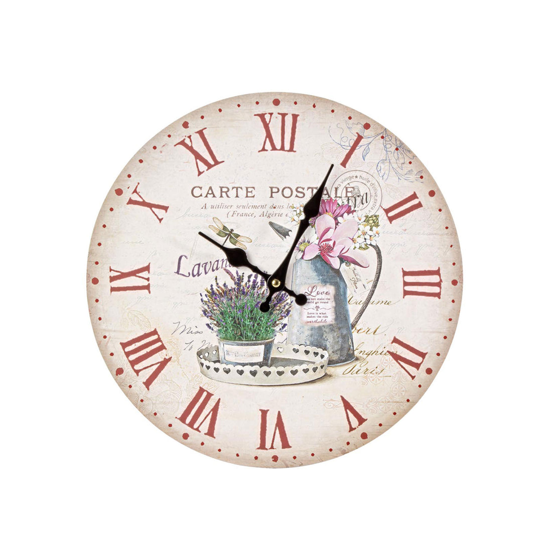 BIZZOTTO Flower Shabby Chic Wall Clock 34cm