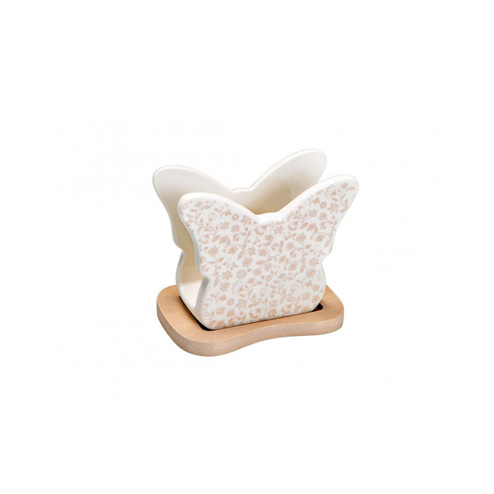 BRANDANI Napkin Holder Butterfly Flower Field 26x10.5cm Bamboo Porcelain 