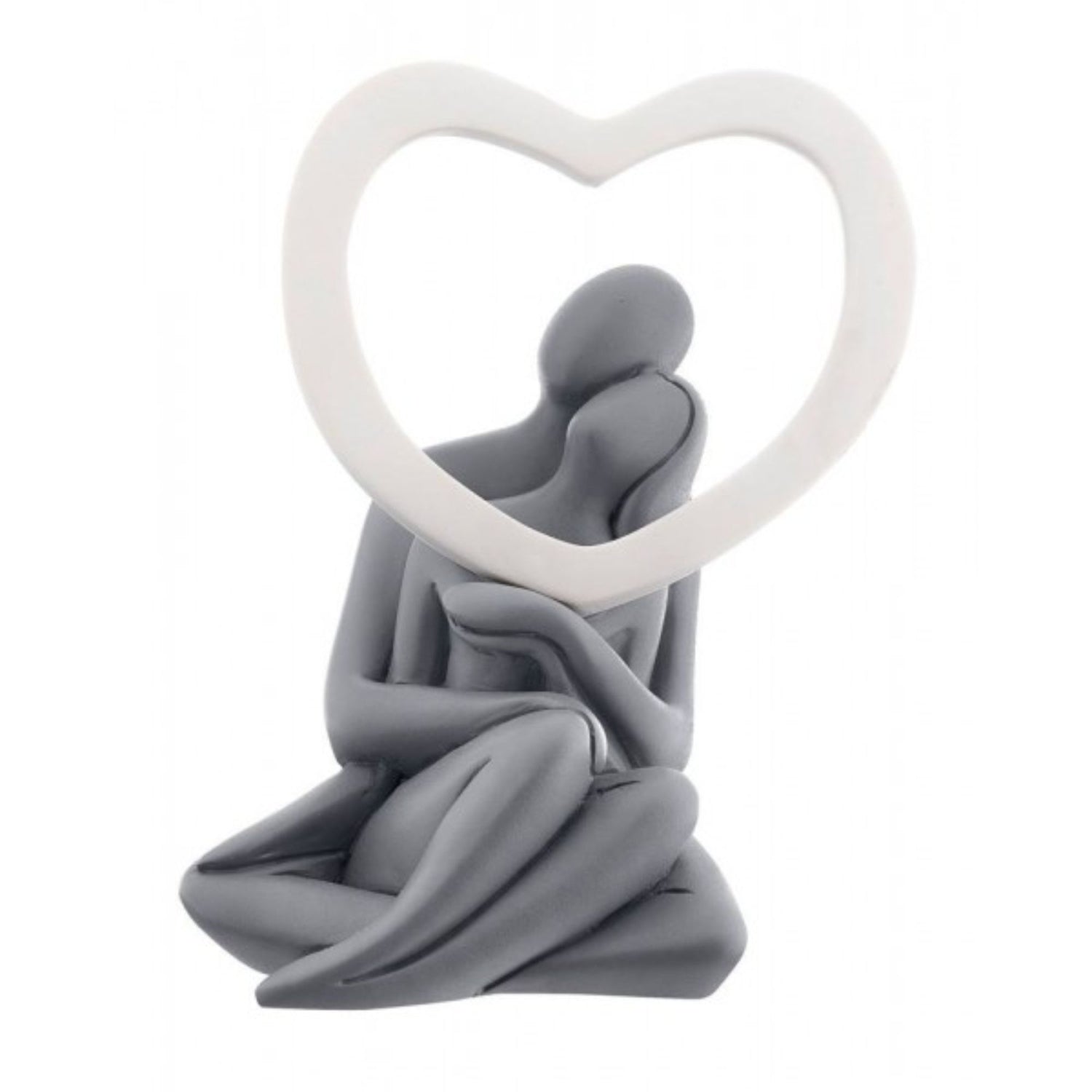 BONGELLI PREZIOSI - Figure Figurine Couple Heart Gray 13 cm Marmorino