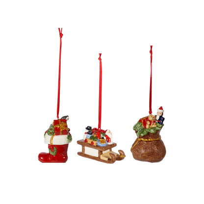 VILLEROY &amp; BOCH Nostalgic Ornaments Set Addobbi Regali 3 Pezzi 6,3cm Natale