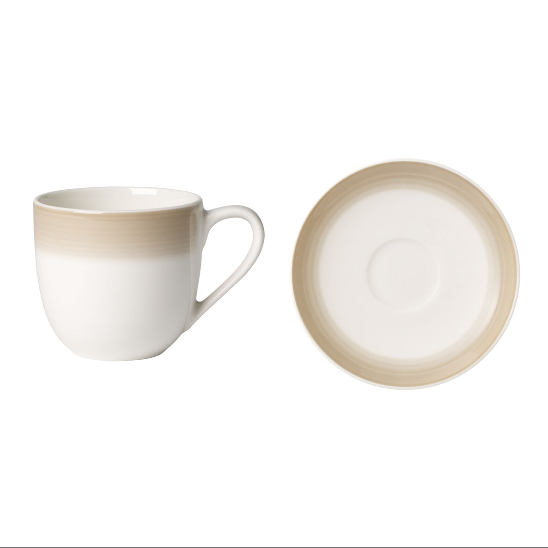 VILLEROY &amp; BOCH Colourful Life Natural Cotton Tazza Caffè Espresso Moka con Piattino Set 6 Pezzi Porcellana