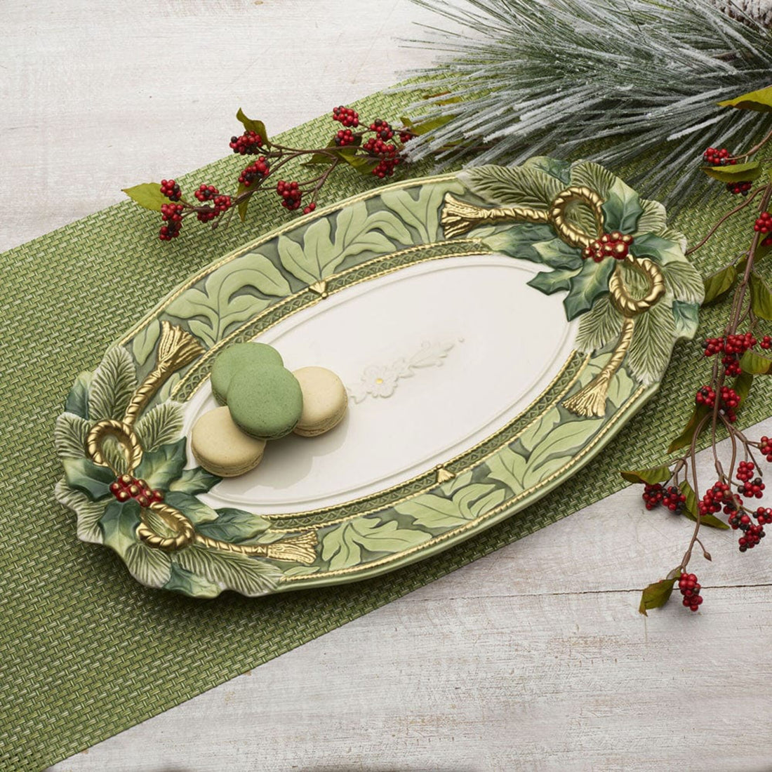 FITZ &amp;amp; FLOYD - Porcelain Centerpiece Tray 43 cm Oval Christmas Decoration 1022009