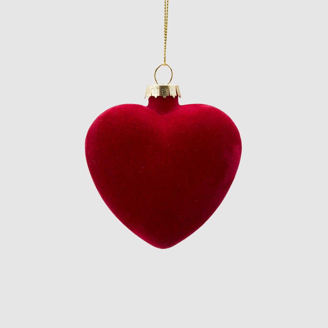 EDG Addobbo Decorazione Pendaglio Cuore Albero di Natale Rosso 8cm Velluto