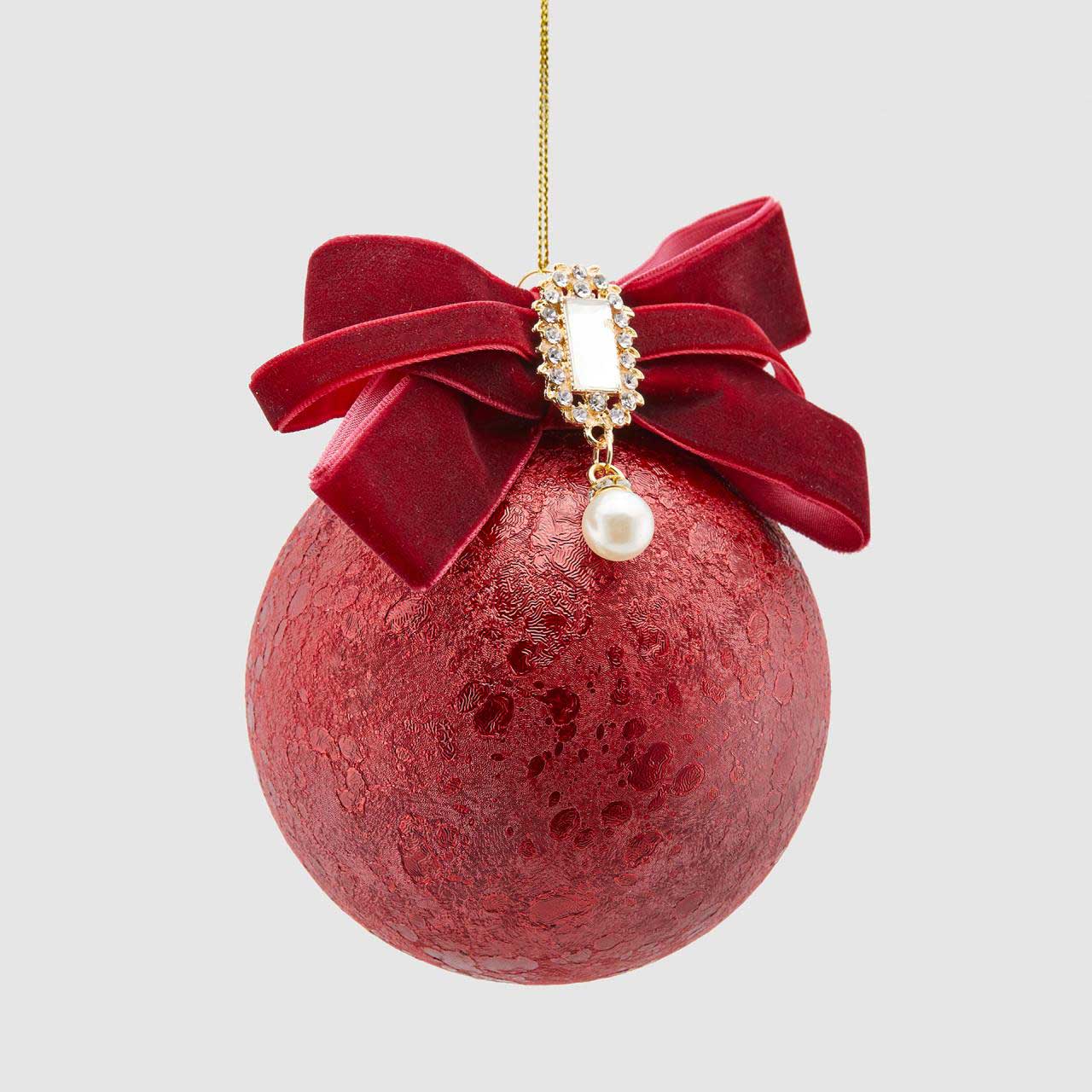 EDG Christmas Tree Ball Ornament w/Bow 10cm Glass