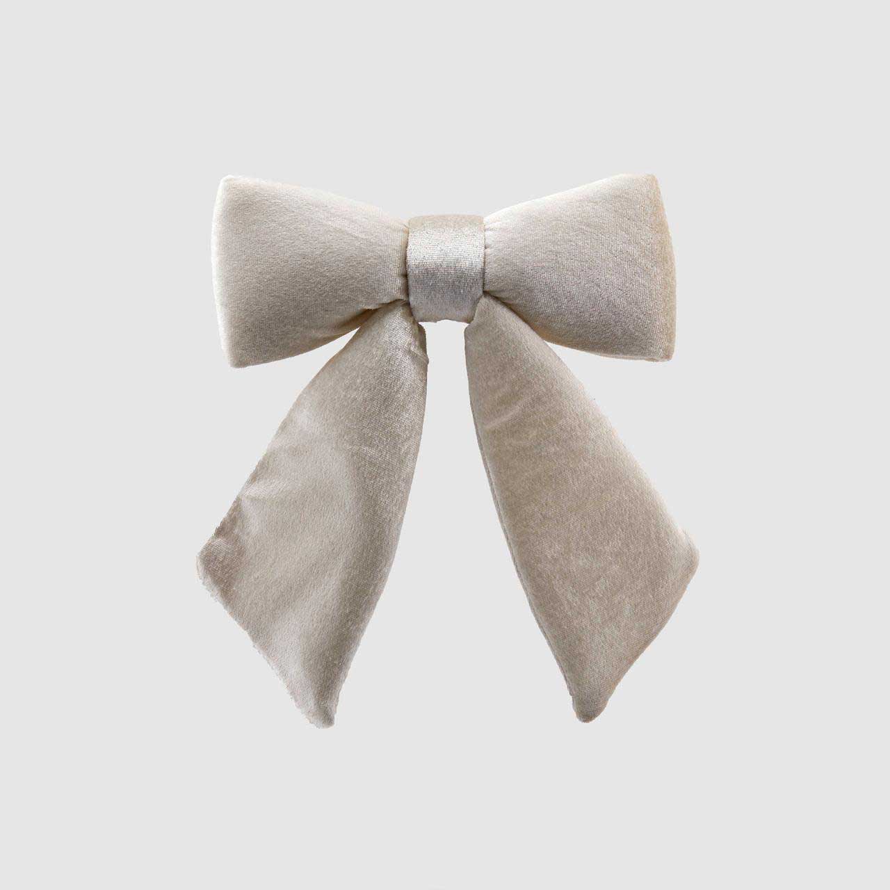 EDG Enzo De Gasperi Christmas Decoration Decoration Small Padded Bow Cream White 22x26cm Velvet