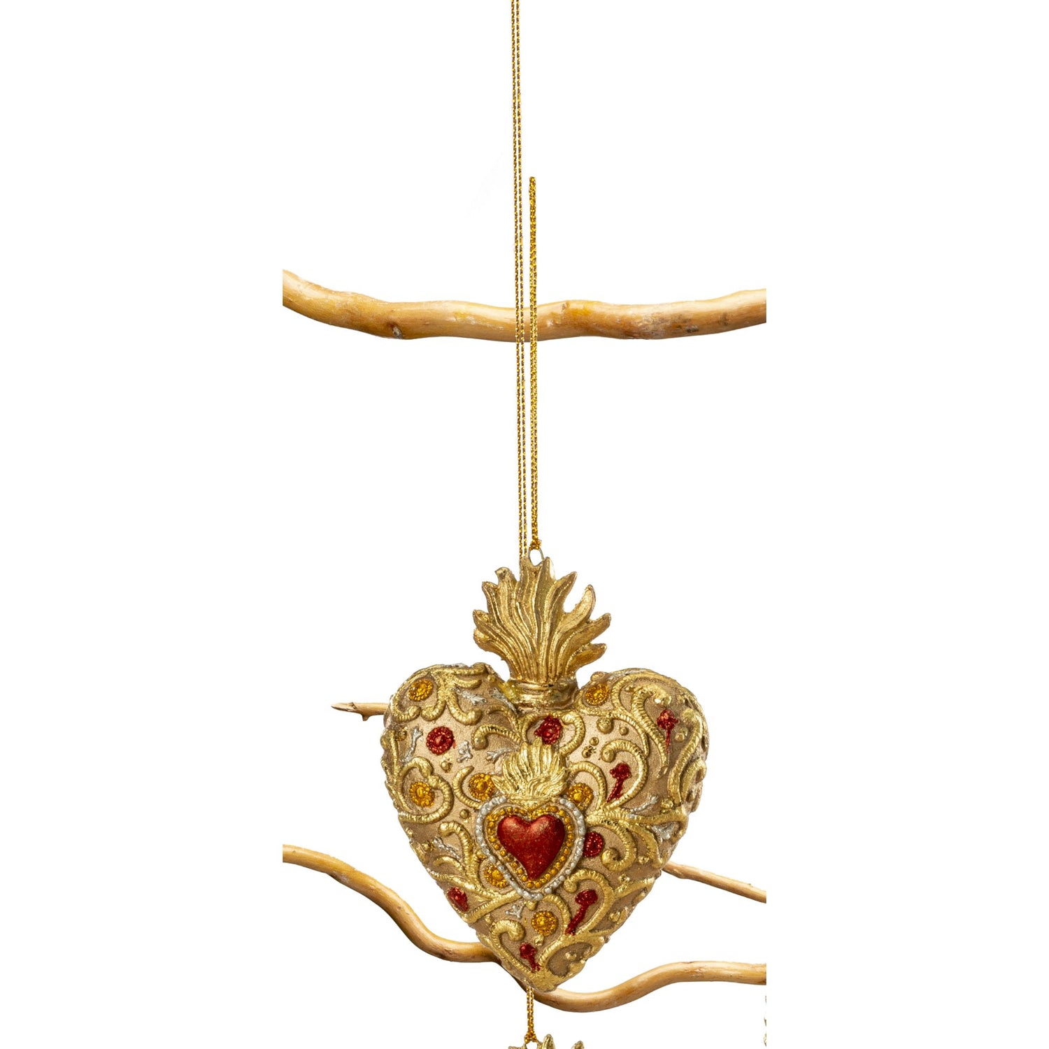 Palais Royal - Christmas Decoration Tree Pendant Heart Gold Resin 9 cm 1022261