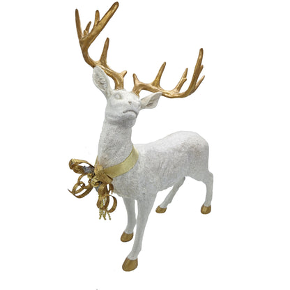 TIMSTOR Reindeer Standing White Gold Christmas Decoration 52cm Resin