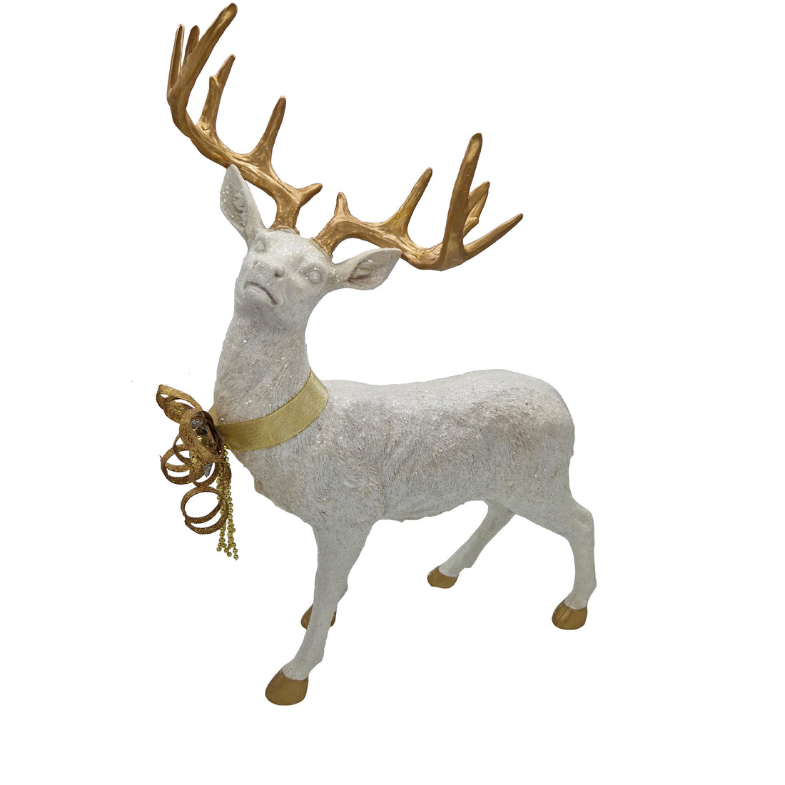 TIMSTOR Reindeer Standing White Gold Christmas Decoration 52cm Resin