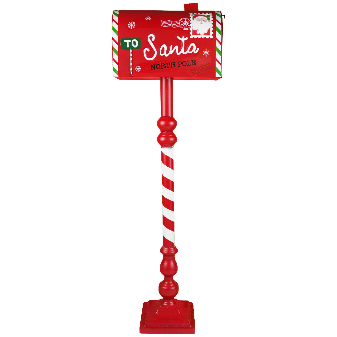 TIMSTOR Cassetta Buca delle Lettere Mailbox Babbo Natale Grande 100cm Metallo Rosso