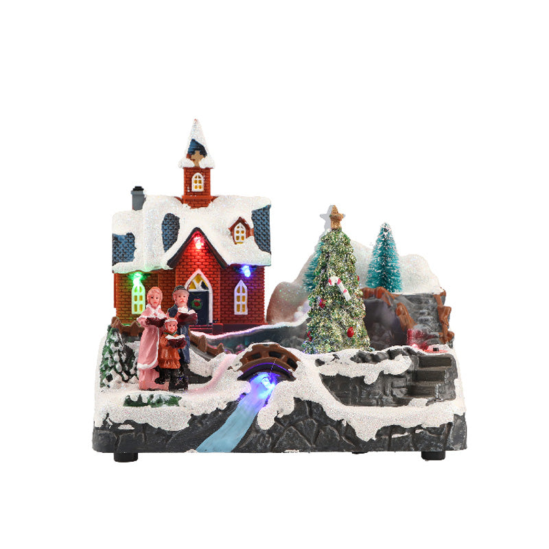 TIMSTOR Villaggio Scena Paesaggio di Natale Animato Decorazione Natalizia 14,5cm LED