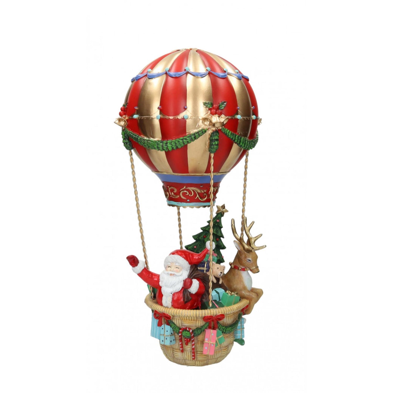 BRANDANI - Mongolfiera Regali di Natale Resina Multicolore Oggettistica Natale H 37 cm 84055